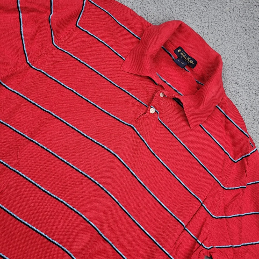 Brooks Brothers Red Striped Pima Cotton Polo Shirt Mens‎ XL